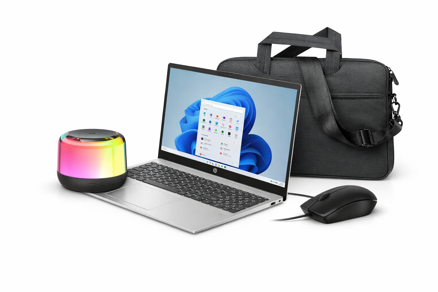 HP Laptop Package - HP 15.6 inch i3 Laptop, Bag, Mouse and Bluetooth Speaker