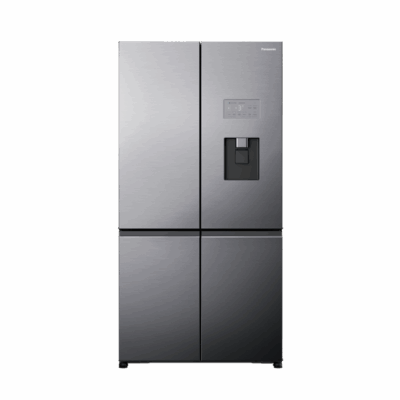 Panasonic 618L Quad Door Fridge Freezer with Water Dispenser (Plumbing Required) - Matte Silver Steel