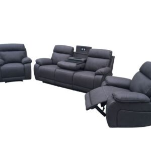 Atlanta 3 Piece Reclining Lounge Suite - Ash