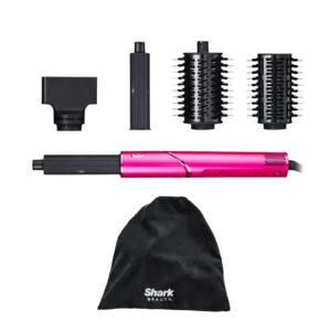 Shark FlexStyle Pink Air Styling & Drying System Hair Dryer & Multi-Styler with Auto-Wrap Curlers 1 x Styling Concentrator, 1 x Paddle Brush, 1 x Oval Brush, 2 x Auto-Wrap Curlers and Pouch