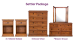 Settler Bedroom Set: 2 x 1 Drw Bedsides, 1 x 6 Drw Chest and 1 x 7 Drw Dresser