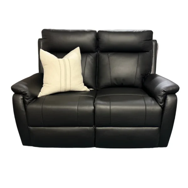 Roberto Thick Leather 2RR - 2 Seater with 2 Reclining Seats - Black
