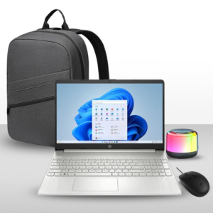 HP 15.6 inch i3-N305 Laptop with HP Wired Mouse, Laptop Backpack and HP Mini Wireless Bluetooth Speaker