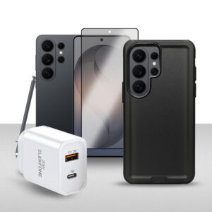 Samsung Galaxy S26 Ultra 256GB Mobile Phone - Black with Screen Protector, Black Case and ELEKFONE Wall Charger