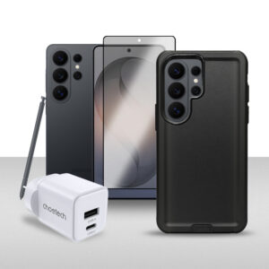 Samsung Galaxy S26 Ultra 256GB Mobile Phone - Black with Screen Protector, Black Case and Choetech Wall Charger