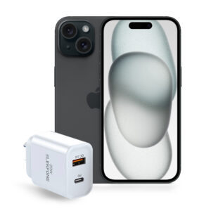 Apple iPhone 15 128GB - Black with ELEKFONE Wall Charger