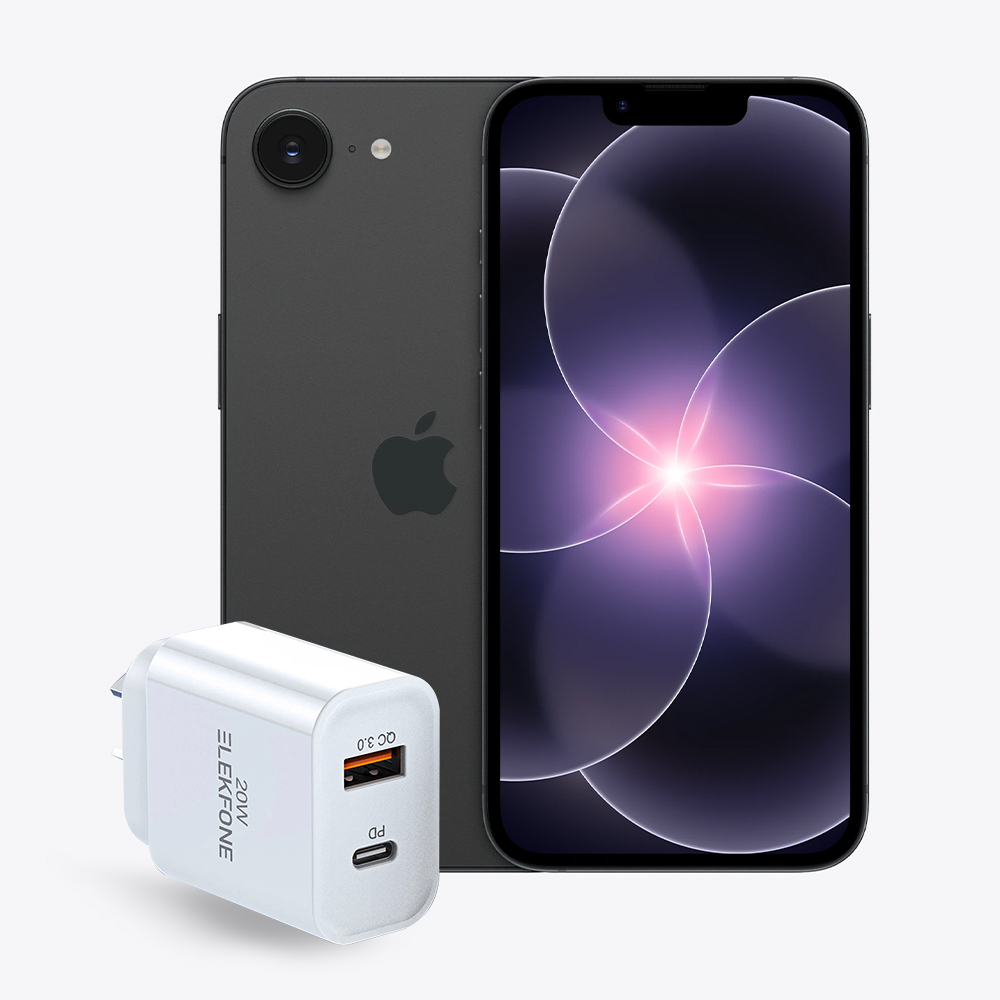 Apple iPhone 17e 256GB - Black with ELEKFONE Wall Charger
