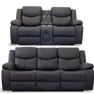Snoop 3 + 2 Seater with Inbuilt Recliners - Black