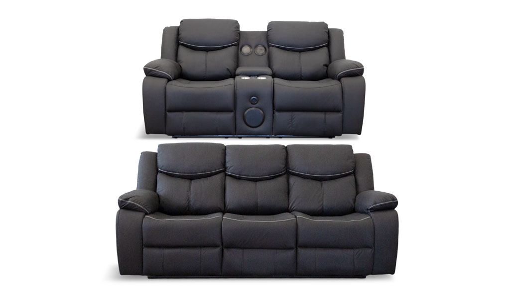 Snoop 3 + 2 Seater with Inbuilt Recliners - Black