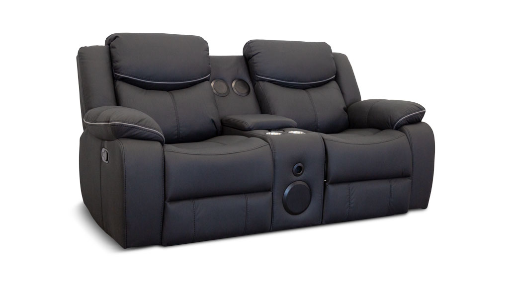 Snoop 3 + 2 Seater with Inbuilt Recliners - Black - Image 2